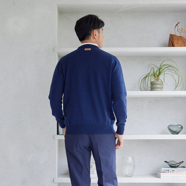 PERFECT TAN｜《SALE》カシミヤクルーネック刺繍プルオーバー〈MENS〉