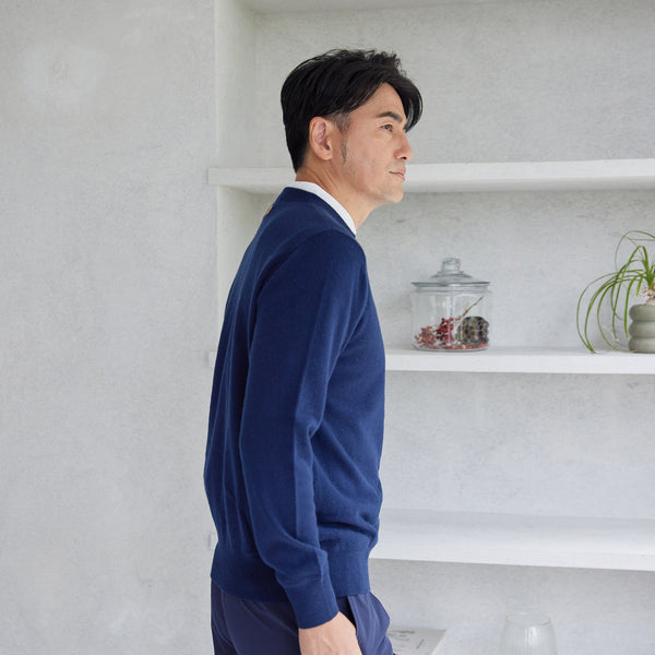 PERFECT TAN｜《SALE》カシミヤクルーネック刺繍プルオーバー〈MENS〉