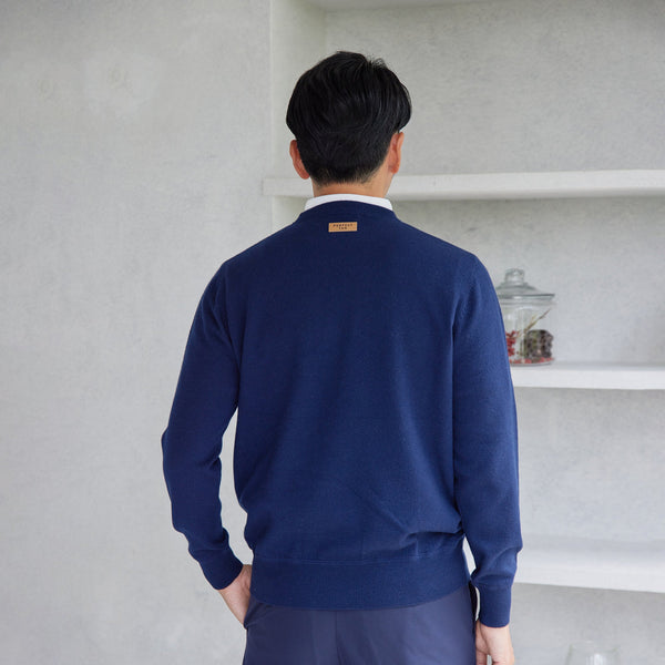 PERFECT TAN｜《SALE》カシミヤクルーネック刺繍プルオーバー〈MENS〉