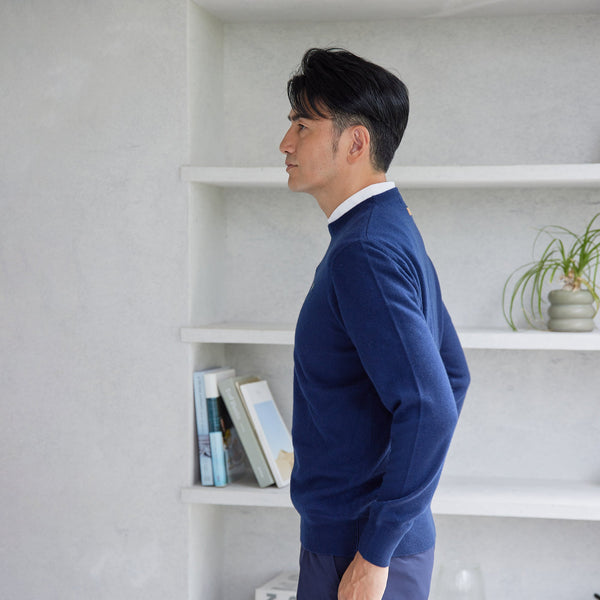 PERFECT TAN｜《SALE》カシミヤクルーネック刺繍プルオーバー〈MENS〉