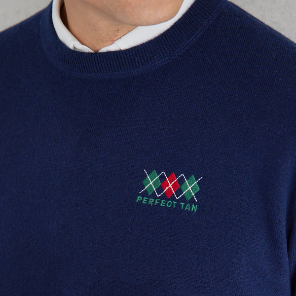 PERFECT TAN｜《SALE》カシミヤクルーネック刺繍プルオーバー〈MENS〉