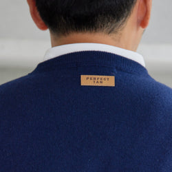 PERFECT TAN｜《SALE》カシミヤクルーネック刺繍プルオーバー〈MENS〉