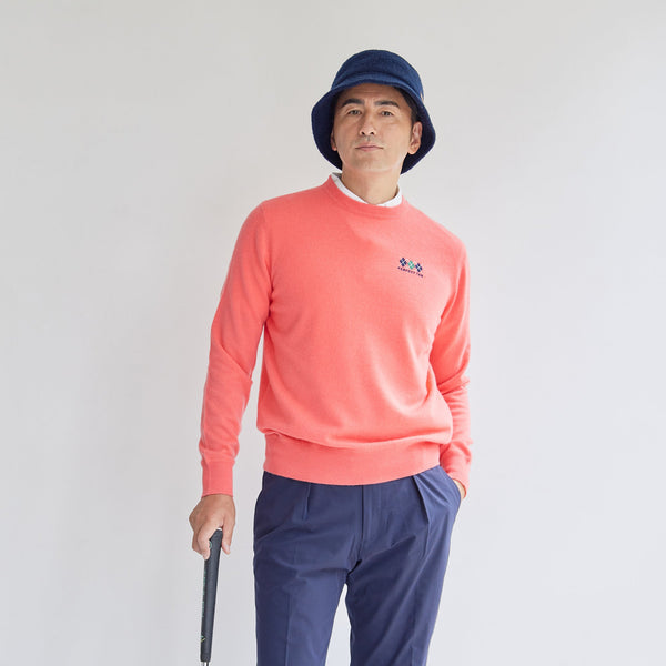 PERFECT TAN｜《SALE》カシミヤクルーネック刺繍プルオーバー〈MENS〉