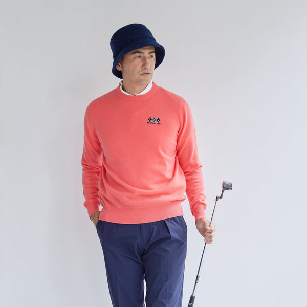 PERFECT TAN｜《SALE》カシミヤクルーネック刺繍プルオーバー〈MENS〉