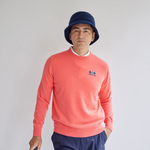 PERFECT TAN｜《SALE》カシミヤクルーネック刺繍プルオーバー〈MENS〉
