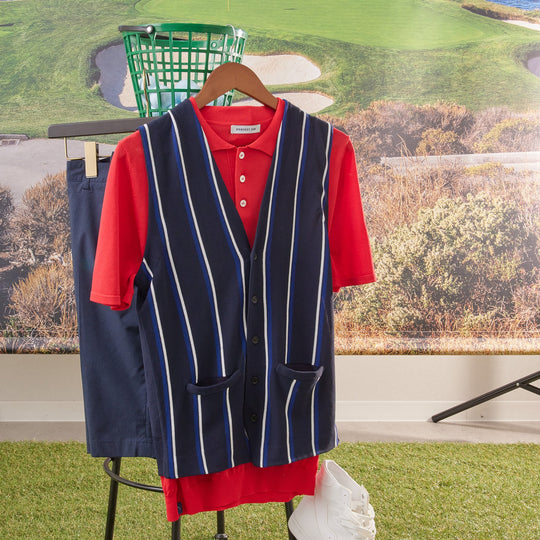 PERFECT TAN｜《SALE》ストライプテックニットベスト〈MENS〉