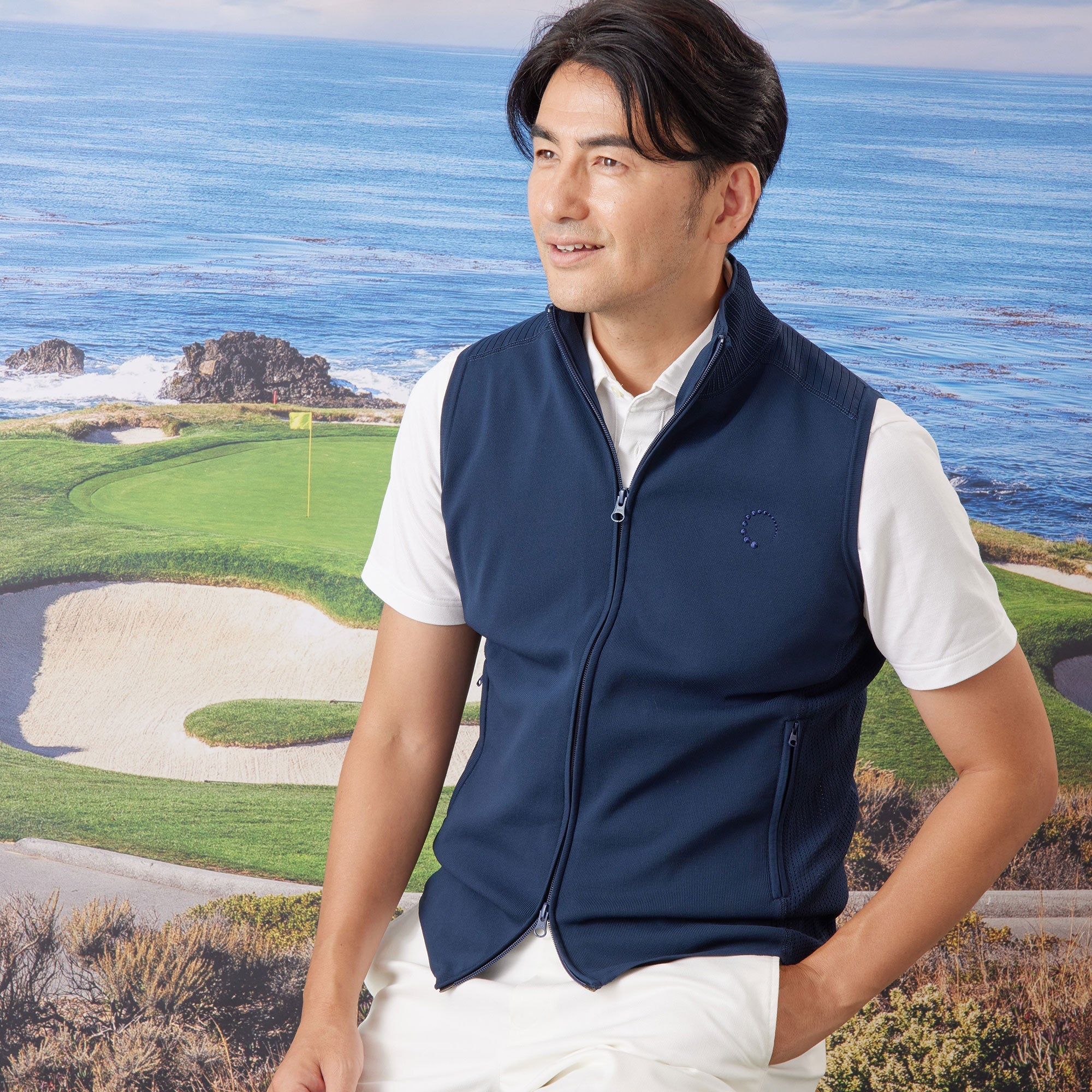PERFECT TAN｜《SALE》テックジップアップ ニットベスト〈MENS〉
