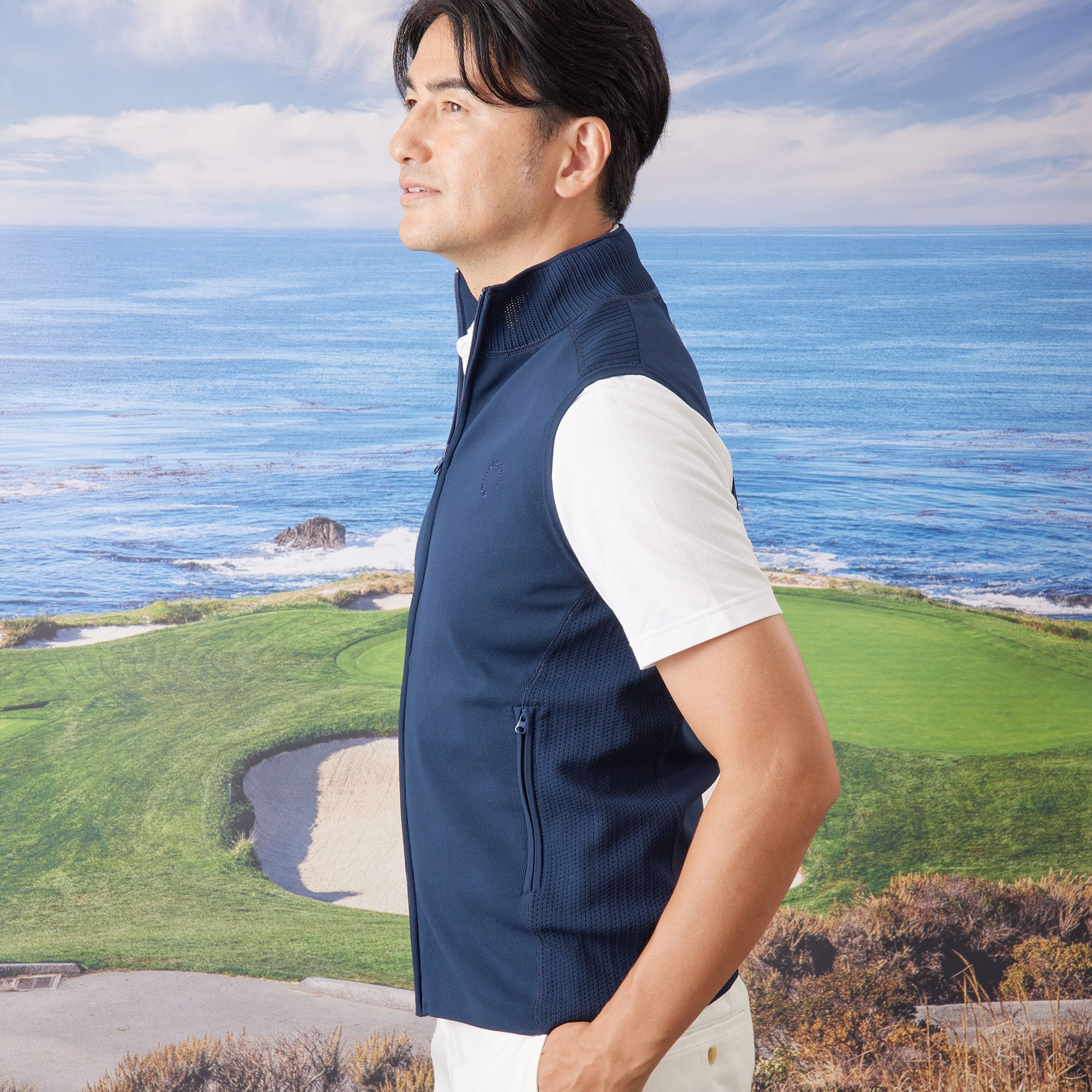 PERFECT TAN｜《SALE》テックジップアップ ニットベスト〈MENS〉