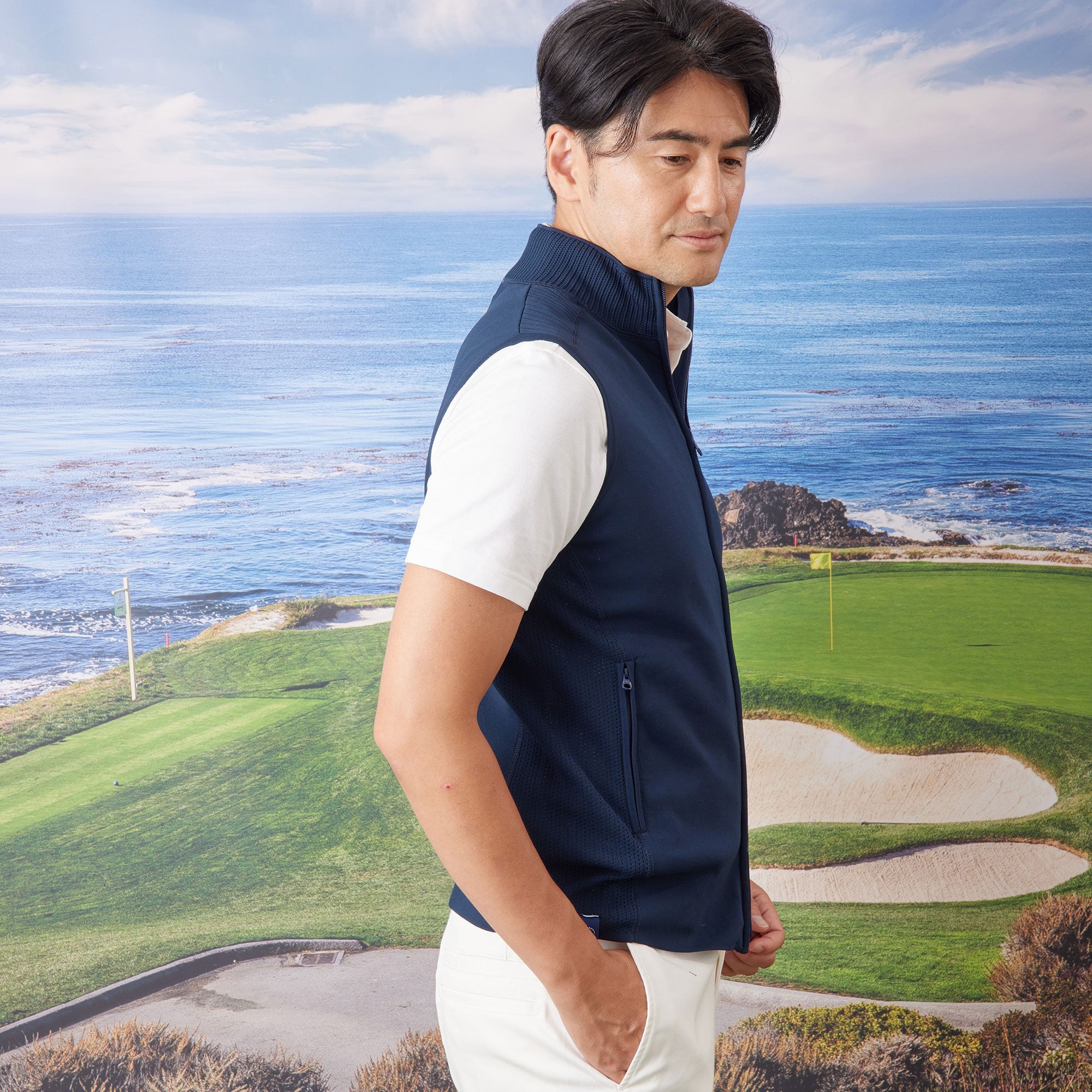 PERFECT TAN｜《SALE》テックジップアップ ニットベスト〈MENS〉