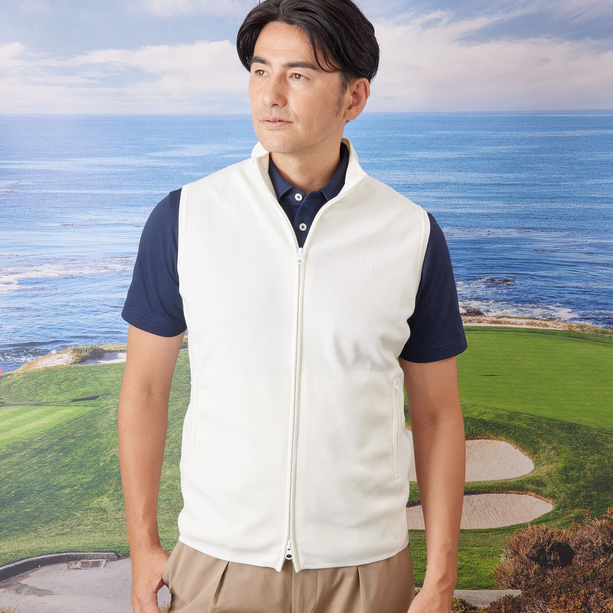 PERFECT TAN｜《SALE》テックジップアップ ニットベスト〈MENS〉