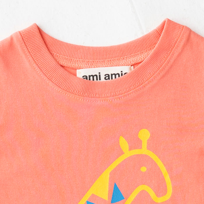 【SALE 30%OFF】ami amie :キリンレインボー和紙Tシャツ/221014