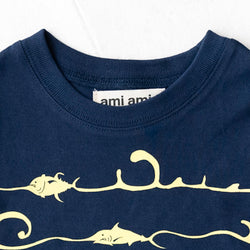 【SALE 30%OFF】ami amie :深海魚ボーダー和紙Tシャツ/221015