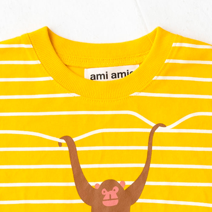 【SALE 30%OFF】ami amie:モンキーボーダー和紙Tシャツ/221016