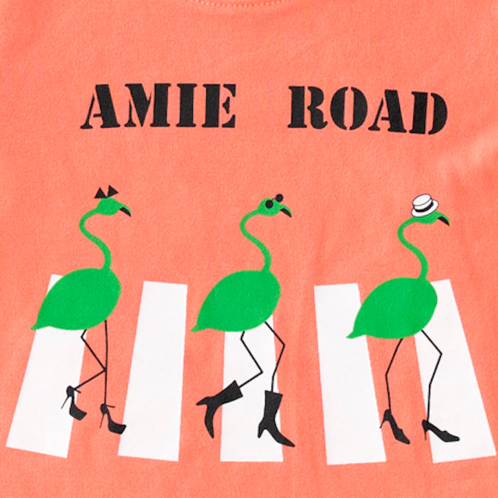 【SALE 30%OFF】ami amie :フラミンゴ和紙Tシャツ/221017