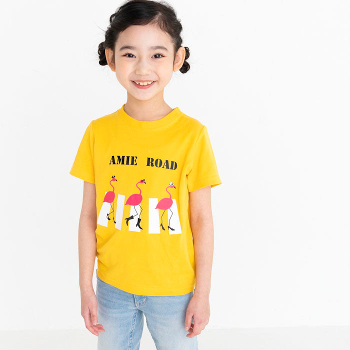 【SALE 30%OFF】ami amie :フラミンゴ和紙Tシャツ/221017