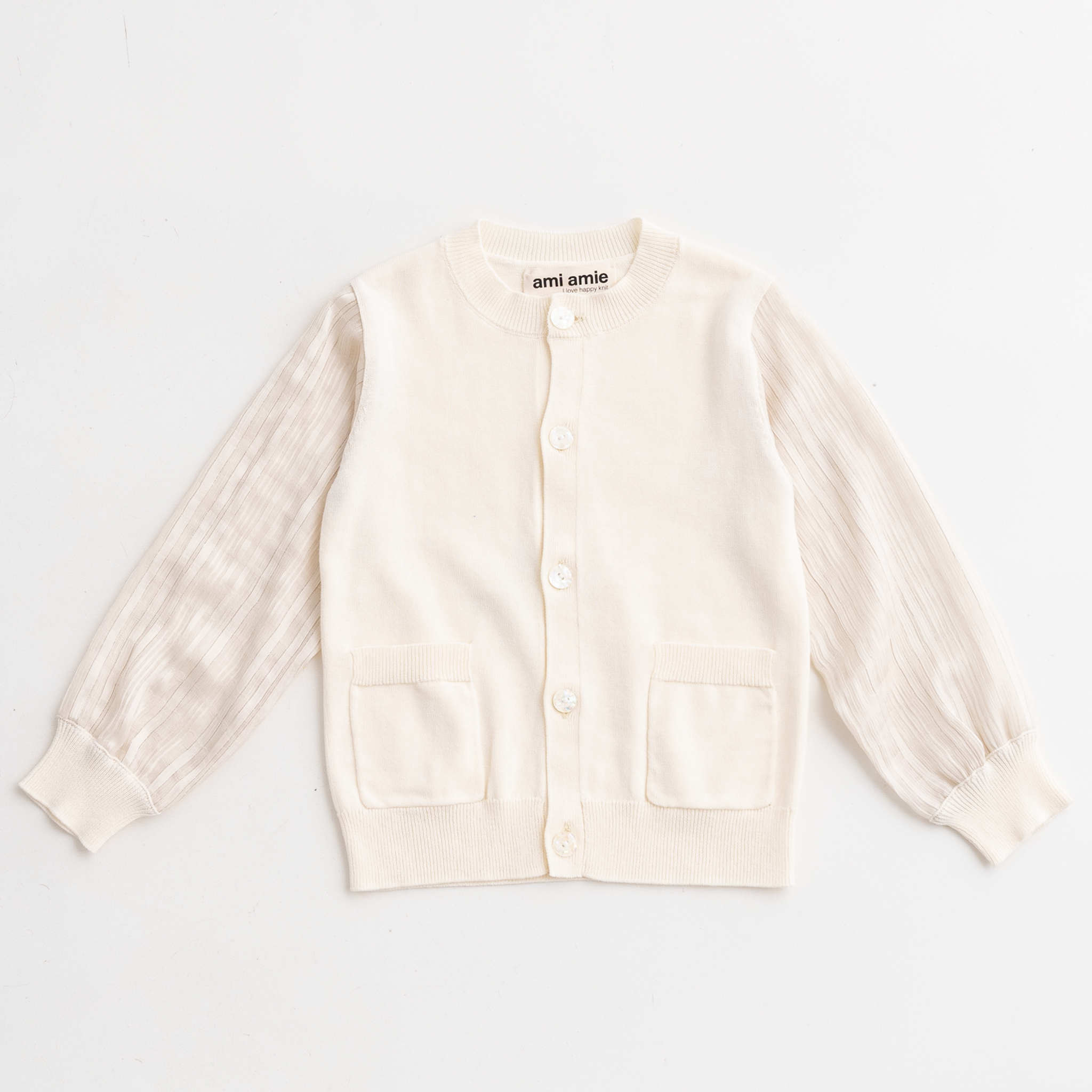 【SALE 30%OFF】ami amie : シフォン袖カーディガン/231004