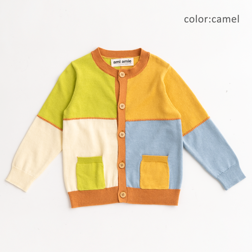【SALE 30%OFF】ami amie : カラフルパッチワークカーディガン/231005