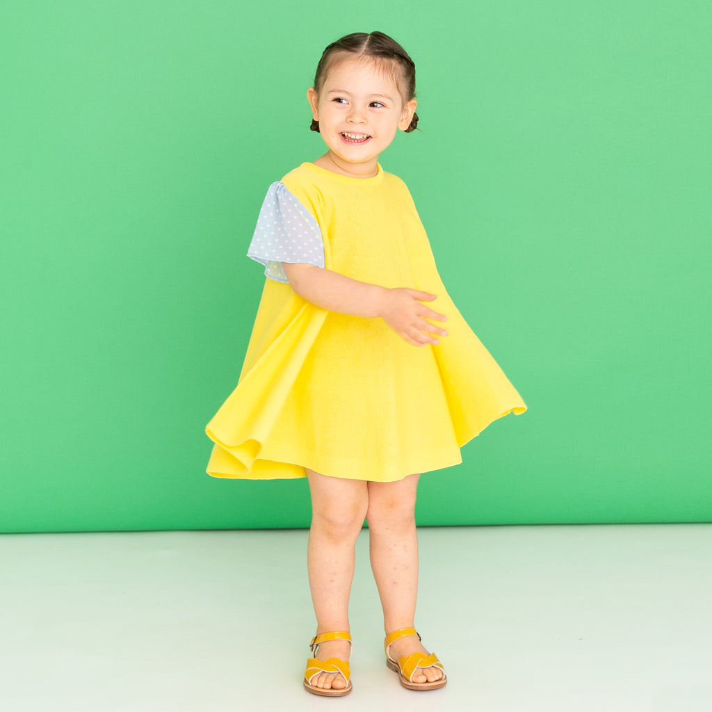 【SALE 30%OFF】ami amie : ドットシフォン袖Aラインワンピース/231024