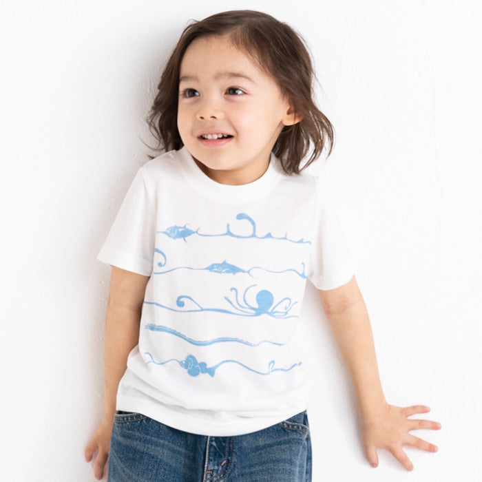 【SALE 30%OFF】ami amie :深海魚ボーダー和紙Tシャツ/221015