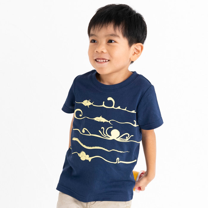 【SALE 30%OFF】ami amie :深海魚ボーダー和紙Tシャツ/221015